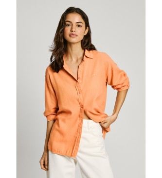 Pepe Jeans para mujer. PL304993 Camisa Chipper naranja (S), Casual, Lino, Manga larga