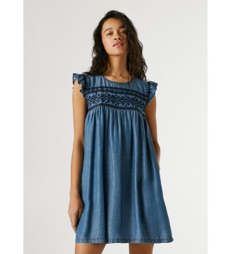 Pepe Jeans para mujer. PL9537787 Vestido Cindy azul (S), Casual, Manga corta, Lyocell