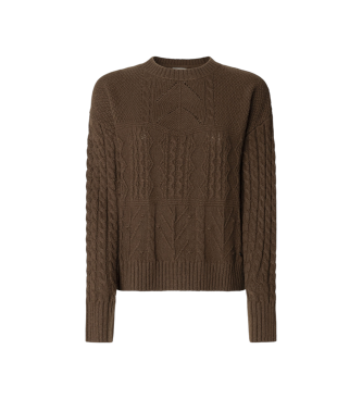 Pepe Jeans för kvinnor. PL7000054 Cosma tröja brun (L), Casual, Polyester