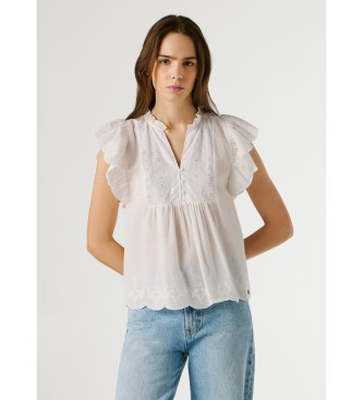 Pepe Jeans para mujer. PL3051403 Blusa Daki blanco (S), Casual, Algodón, Sin mangas / Tirantes