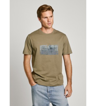 Pepe Jeans para hombre. PM509780 Camiseta Dalter verde (S), Casual, Algodón, Manga corta