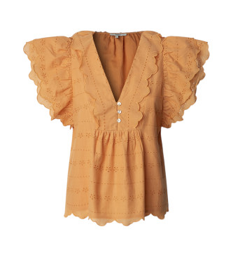 Pepe Jeans para mujer. PL305023 Blusa Dame naranja (M), Casual, Algodón, Manga corta, Sostenible
