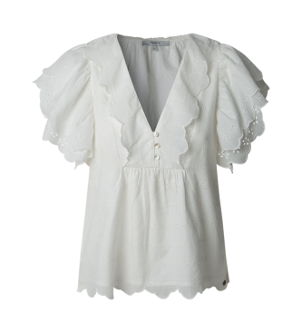 Pepe Jeansvoor vrouwen. PL305023 Blouse Dame wit (M), Casual, Katoen, Korte mouwen