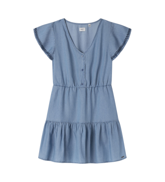 Pepe Jeans para niña. PG951701 Vestido Darcie azul (10años= 140cm), Casual, Manga corta, Lyocell, moda infantil