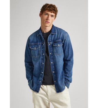 Pepe Jeans para hombre. PM308286 Sobrecamisa Dave Liberty azul (L), Casual, Algodón, Manga larga, Sostenible