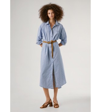 Pepe Jeans para mujer. PL953703 Vestido Dawa azul (S), Casual, Algodón, Manga larga