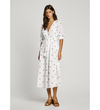 Pepe Jeans para mujer. PL953687 Vestido Deal blanco (XL), Casual, Algodón, Manga larga