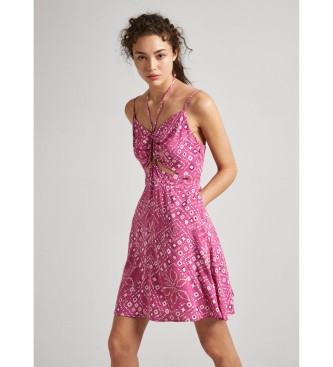 Pepe Jeans para mujer. PL953499 Vestido Denise rosa (XL), Casual, Viscosa, Sin mangas / Tirantes