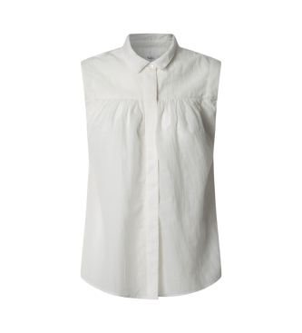 Pepe Jeans para mujer. PL304996 Camisa Derby blanco (S), Casual, Algodón, Sin mangas / Tirantes