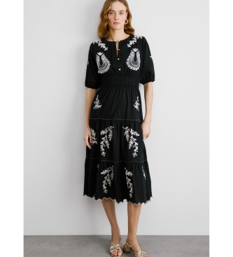 Pepe Jeans para mujer. PL953743 Vestido midi en tejido popelín de algodón Destiny negro (L), Casual, Manga corta