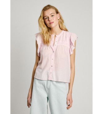 Pepe Jeans para mujer. PL305028 Blusa fluida Diallo rosa (S), Casual, Algodón, Manga corta