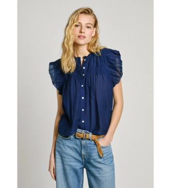 Pepe Jeans para mujer. PL305028 Blusa fluida Diallo marino (L), Casual, Algodón, Manga corta