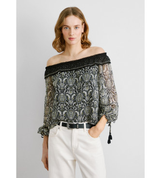 Pepe Jeans para mujer. PL305030 Blusa Didi negro (S), Casual, Poliéster, Manga larga