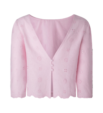 Pepe Jeans para mujer. PL304801 Blusa Dita rosa (L), Casual, Lino, Manga 3/4