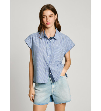 Pepe Jeans para mujer. PL305043 Camisa Dixit azul (XS), Casual, Algodón, Manga corta