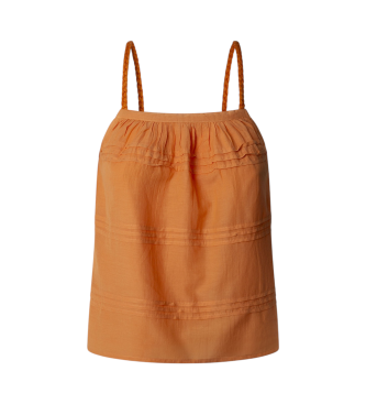 Pepe Jeans para mujer. PL305019 Top fluido Doll naranja (M), Casual, Algodón, Sin mangas / Tirantes