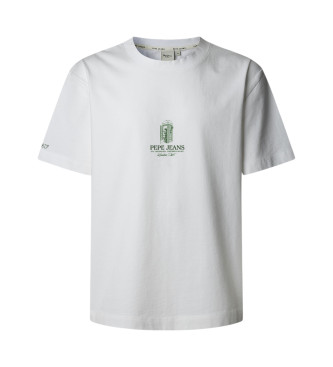 Pepe Jeans para hombre. PM509764 Camiseta de manga corta Dominic blanco (M), Casual, Algodón, Sostenible