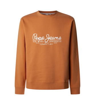 Pepe Jeans para hombre. PM582832 Sudadera Dumas Crew naranja (L), Casual, Algodón, Manga larga, Sostenible