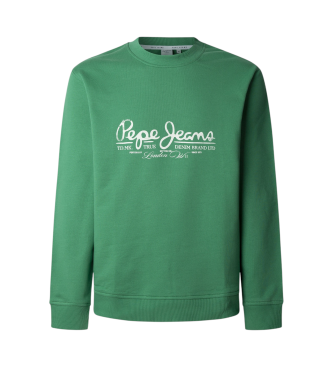 Pepe Jeans para hombre. PM582832 Sudadera Dumas Crew verde (XS), Casual, Algodón, Sostenible