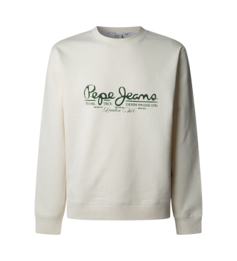 Pepe Jeans para hombre. PM582832 Sudadera Dumas Crew blanco (M), Casual, Algodón, Sostenible