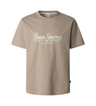 Pepe Jeans para hombre. PM509769 Camiseta de manga corta Dumas beige (S), Casual, Algodón, Sostenible