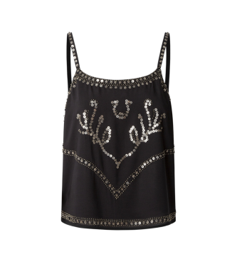 Pepe Jeans para mujer. PL305049 Top Eartly negro (XS), Casual, Algodón, Sin mangas / Tirantes