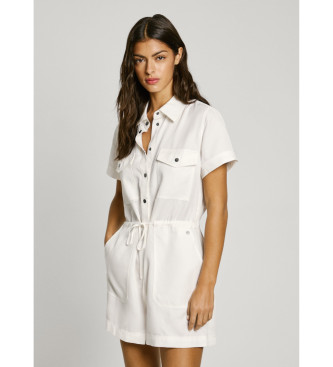 Pepe Jeans para mujer. PL230511 Mono corto Edmee blanco (XL), Casual, Manga corta, Lyocell