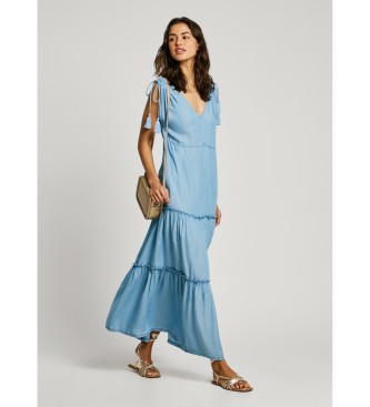 Pepe Jeans para mujer. PL953664 Vestido Effie azul (S), Casual, Sin mangas / Tirantes, Lyocell