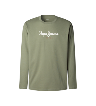 Pepe Jeans para hombre. PM5010135 Camiseta Eggo L verde (S), Casual, Algodón, Manga larga