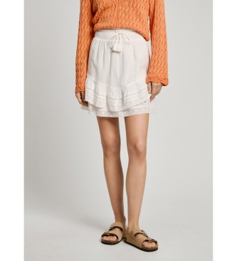 Pepe Jeans para mujer. PL901188 Falda Elena corta (XS), Blanco, Casual, Algodón