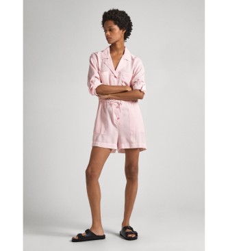 Pepe Jeans para mujer. PL230479 Mono corto Elison rosa (XS), Casual, Manga larga, Lyocell