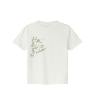 Pepe Jeans para niño. PB503985 Camiseta Ellis blanco (16años= 176cm), Casual, Algodón, Manga corta, moda infantil