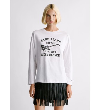 Pepe Jeans para mujer. PL5000053 Camiseta Elora blanco (S), Casual, Algodón, Manga larga
