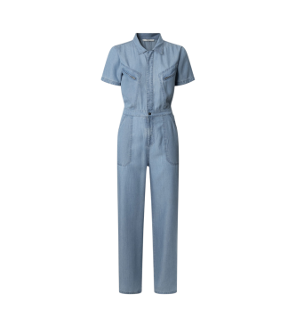 Pepe Jeans para mujer. PL230510 Mono Esmeralda azul (S), Casual, Denim, Manga corta, Lyocell