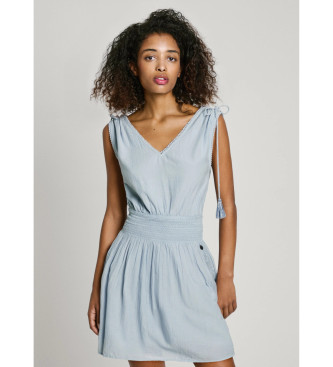 Pepe Jeans para mujer. PL953740 Vestido corto Estella azul (L), Casual, Algodón, Sin mangas / Tirantes