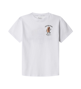 Pepe Jeans para niño. PB503984 Camiseta De Manga Corta Finley blanco (10Años= 140cm), Casual, Algodón, Sostenible, moda infantil