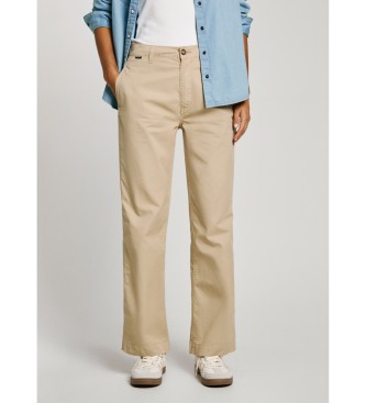 Pepe Jeans para mujer. PL211808 Pantalón Gina beige (L), Casual, Algodón, Sostenible