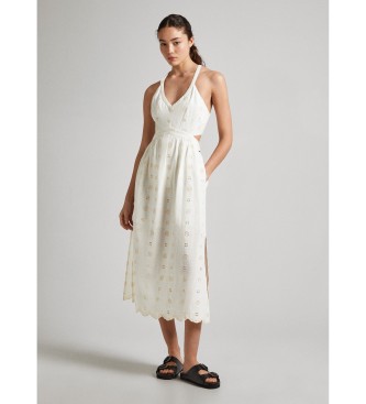 Pepe Jeans para mujer. PL953471 Vestido Gisela blanco (M), Casual, Lino, Sin mangas / Tirantes