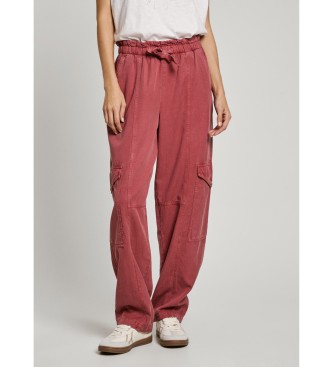 Pepe Jeans para mujer. PL211809 Pantalón cargo teñido en prenda Hadda rojo (M), Casual, Algodón, Sostenible