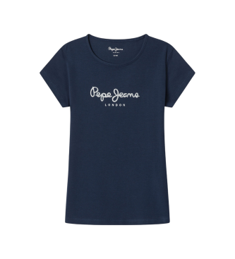Pepe Jeans para niña. PG503154 Camiseta Hana Glitter marino (8años= 128cm), Casual, Algodón, Manga corta, moda infantil