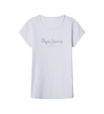 Pepe Jeans para niña. PG503154 Camiseta Hana Glitter blanco (6años= 104cm), Casual, Algodón, Manga corta, moda infantil