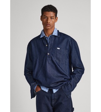 Pepe Jeansvoor mannen. PM308177 Denim shirt Jermain marine (M), Casual, Katoen, Lange mouwen
