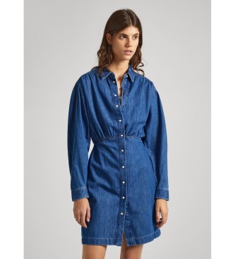 Pepe Jeans para mujer. PL953449 Vestido Julie azul (L), Casual, Algodón, Denim, Manga larga, Sostenible