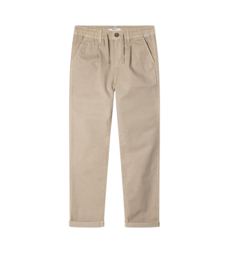 Pepe Jeans para niño. PB210733 Pantalón recto en popelín elástico beige (8Años= 128cm), Casual, Algodón, Sostenible, moda infantil