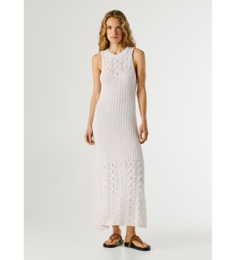 Pepe Jeans para mujer. PL9537820 Vestido Kenia blanco (L), Casual, Poliéster, Sin mangas / Tirantes