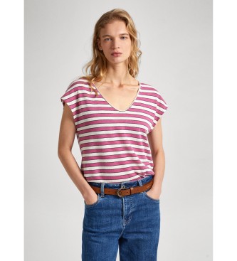 Pepe Jeans para mujer. PL505835 Camiseta Khloe rosa (XL), Casual, Algodón, Manga corta
