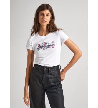 Pepe Jeansvoor vrouwen. PL505834 Korina T-shirt wit (S), Casual, Katoen, Korte mouwen