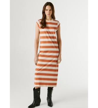 Pepe Jeans para mujer. PL9537808 Vestido Lila beige (S), Casual, Algodón, Sin mangas / Tirantes