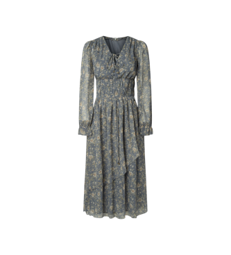 Pepe Jeans para mujer. PL9537692 Vestido Livy azul (L), Casual, Poliéster, Manga larga
