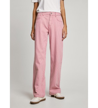 Pepe Jeans para mujer. PL204998 Jeans en fit loose Stripe rosa (27/32), Casual, Denim, Sostenible